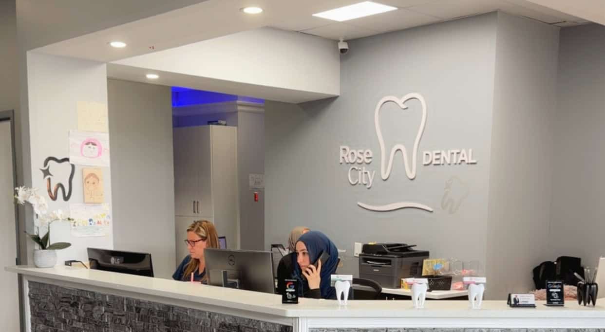 Front desk at Rose City Dental in Windsor, Ontario